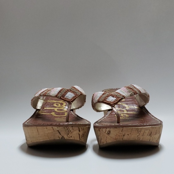 Sam Edelman rosa beaded cork wedge sandle - Picture 4 of 8